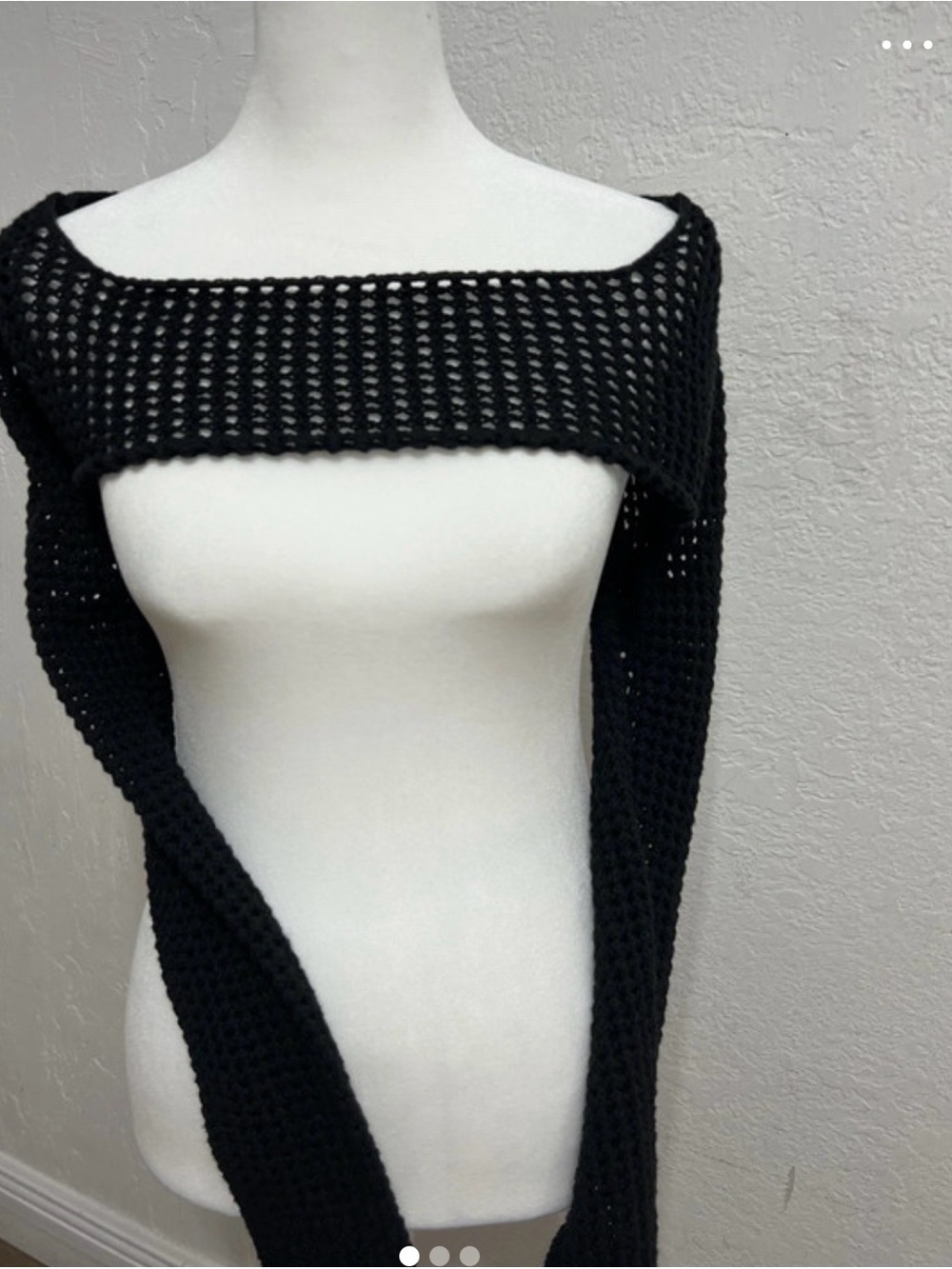 Urban Outfitters Black Off-the-Shoulder Open-Knit Shrug